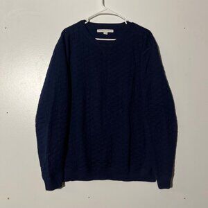 Holderness & Bourne Men's Navy Quilted Crewneck Sweater Size XL Tailored Fit